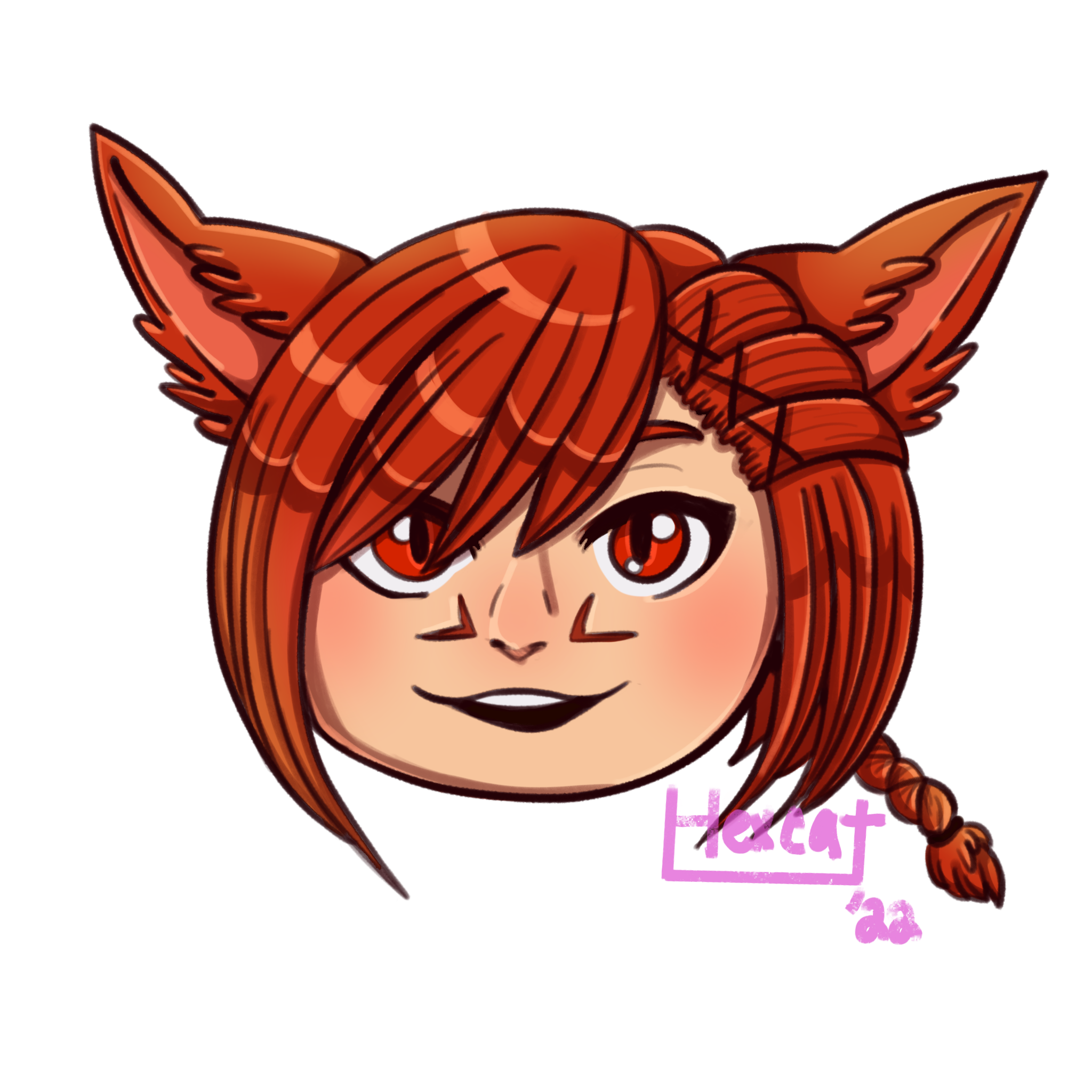 colored chibi head of G'raha Tia from final fantasy 14